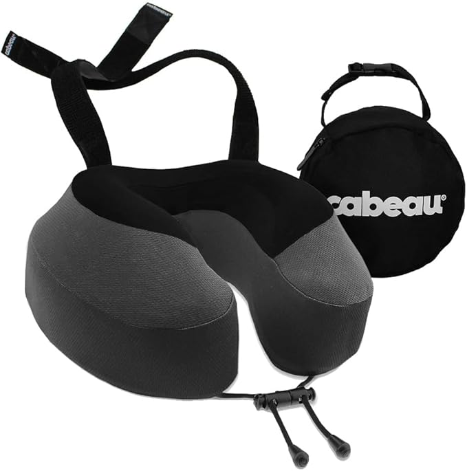 Cabeau Evolution S3 Travel Pillow – Straps to Airplane Seat – Ensures Your Head Won’t Fall Forward – Relax with Plush Memory Foam – Quick-Dry Fabric Keeps You Cool and Dry (Steel)…