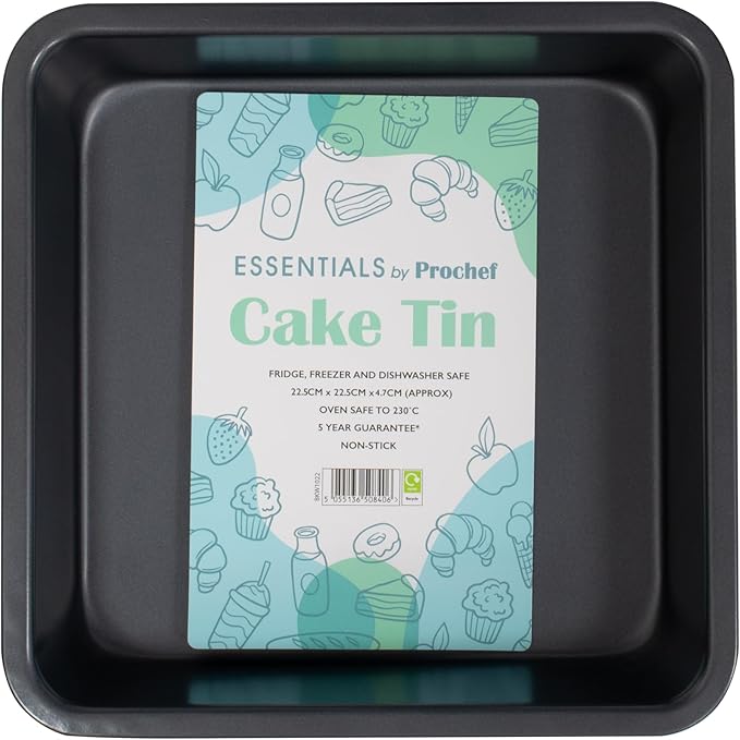 Essentials Non Stick Square Cake Tin,22 x 22 x 5cm