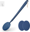 Lotion Applicator for Back, Feet & Legs with Long Plastic Handle, Back Moisturizer Cream, Self Tanning, Sunscreen, Ointment, Medicine Applicator for Elderly, Men or Women with 3 Washable Pads (Blue)