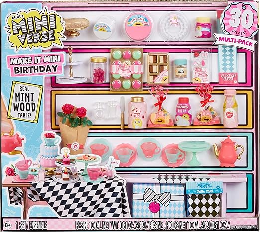 MGA's Miniverse Make It Mini Birthday Multipack - Mini Collectibles, DIY, Crafts, Resin Play, Replica Items, Novelty, Party Favours, Pinata, For Collectors & Kids Ages 8+, NOT EDIBLE