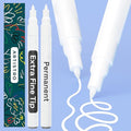 ARTISTRO Permanent Marker - Waterproof Markers for Tire, Fabric, Rocks, Glass, Ceramic, Wood, Paper - Oil Based Paint Pens 2 White Extra-Fine Tip