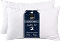 Quilted Pillows- Hotel Quality Premium Hollowfibre Filled Pillows for Side, Stomach and Back Sleeper, Down Alternative Bed Pillow- 74cm x 48cm White (Pack of 2)