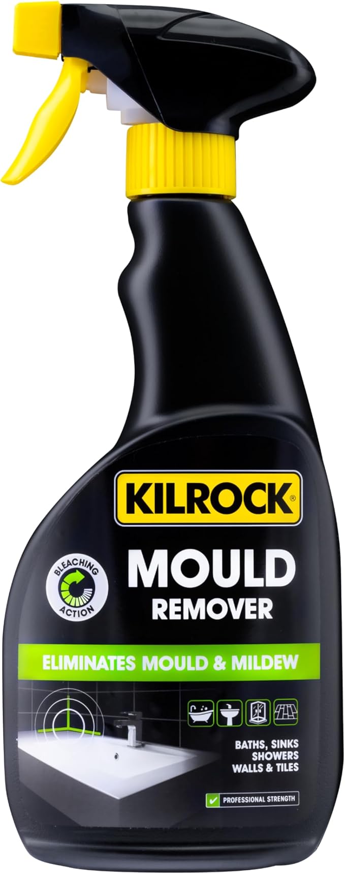 Kilrock Mould Remover Spray 500ml - Eliminates Mould & Mildew - Removes Mould from Tiles, Walls, Ceilings, Bathrooms, Kitchens, Basements, Balconies, Saunas, Sheds, Plant Boxes and Garden Ornaments