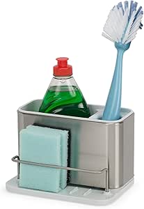 Joseph Joseph Surface Stainless-Steel Caddy Sink Area Organiser, Sponge Holder, Stainless Steel, Light Stone