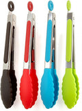 Kitchen Tongs, Set of 4, 7” Non-Slip Stainless Steel Tongs with Locking Clip for Cooking, BBQ, Serving, Heat Resistant, Food Grade
