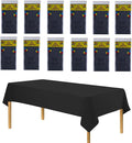 12-Pack Black Plastic Table Cover – 274 x 137cm Rectangular Tablecloth, Solid Color Party Tablecloths, Ideal for Party, Wedding, Catering & Buffets