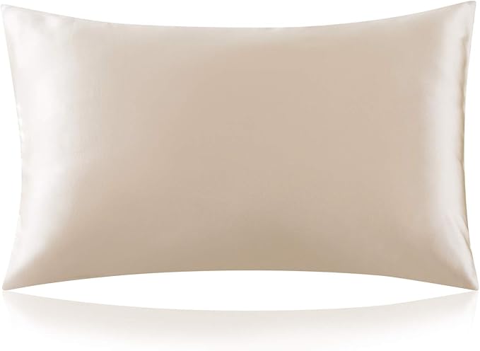 ZIMASILK 100% Pure Mulberry Silk Pillowcase for Hair and Skin Health,Both Sides Premium Grade 6A Silk,Soft and Smooth,600 Thread Count,with Hidden Zipper,1pc (Standard 50x75 cm,Beige)