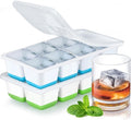 Large Ice Cube Moulds, 4.5cm Square Ice Cube Trays with Lids, Set of 2 Big Silicone Ice Cube Tray Food Grade & BPA Free & Easy-Release for Freezer Cocktail Whiskey Drinks