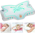 Elviros Cervical Memory Foam Pillow for Neck Pain Orthopedic Neck Pillow for Shoulder Pain Ergonomic Head Neck Support Pillow for Side/Back/Stomach Sleepers with Removable Cover (Blue)