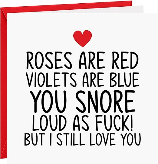 Valentines Day Card Funny Valentine's Day Cards For Him Boyfriend Husband For Her Wife Girlfriend Snoring Snore Joke card